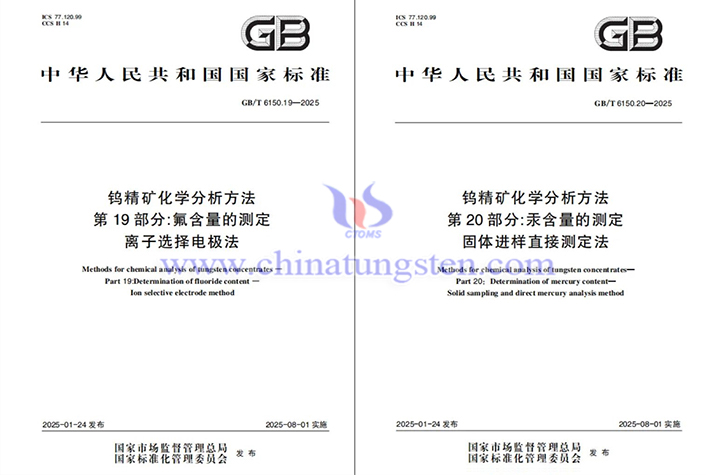 兩項鎢精礦化學分析方法國家標準發布